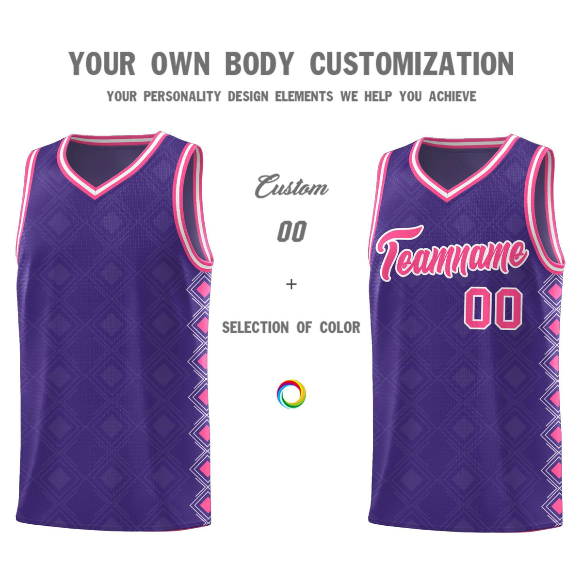 Custom Purple Side Blocks Sports Uniform Basketball Jersey|KXKSHOP