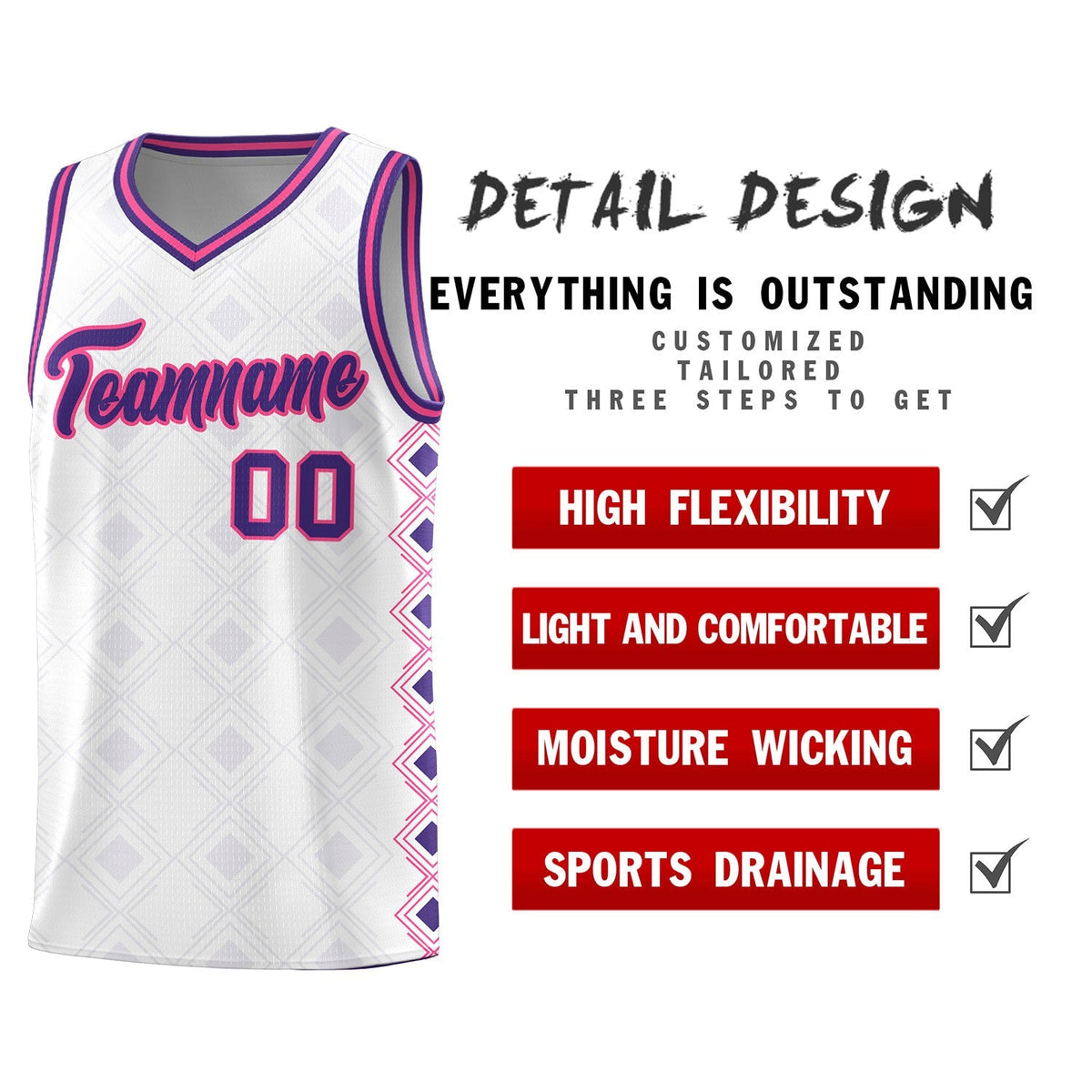 Custom White Side Blocks Sports Uniform Basketball Jersey|KXKSHOP
