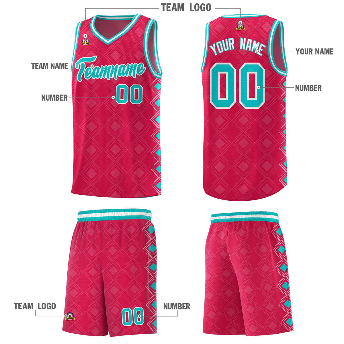 Custom Red Side Blocks Sports Uniform Basketball Jersey|KXKSHOP