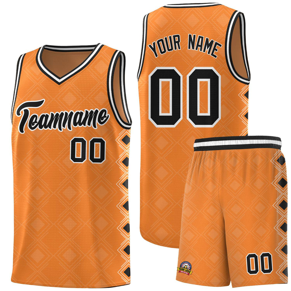 Custom Gold Orange Side Blocks Sports Uniform Basketball Jersey|KXKSHOP