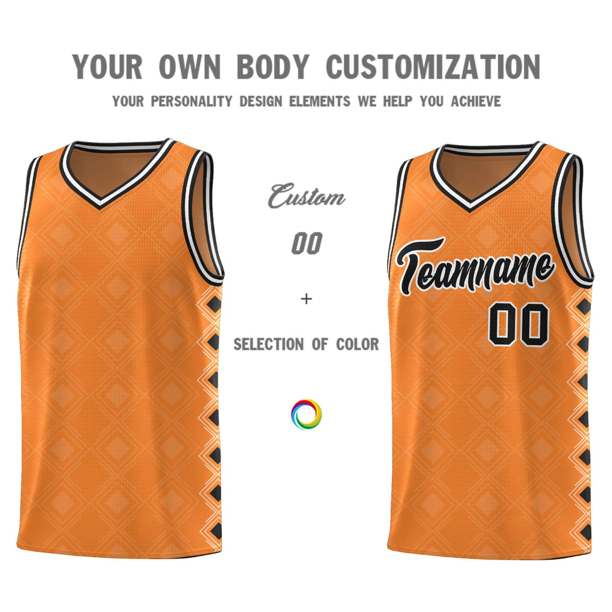 Custom Gold Orange Side Blocks Sports Uniform Basketball Jersey|KXKSHOP