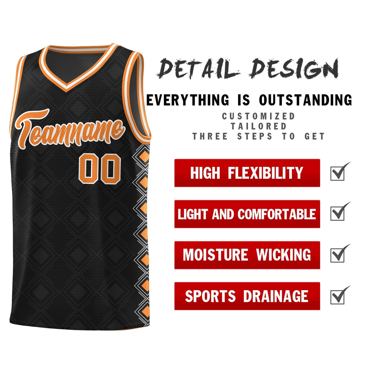 Custom Black Side Blocks Sports Uniform Basketball Jersey|KXKSHOP