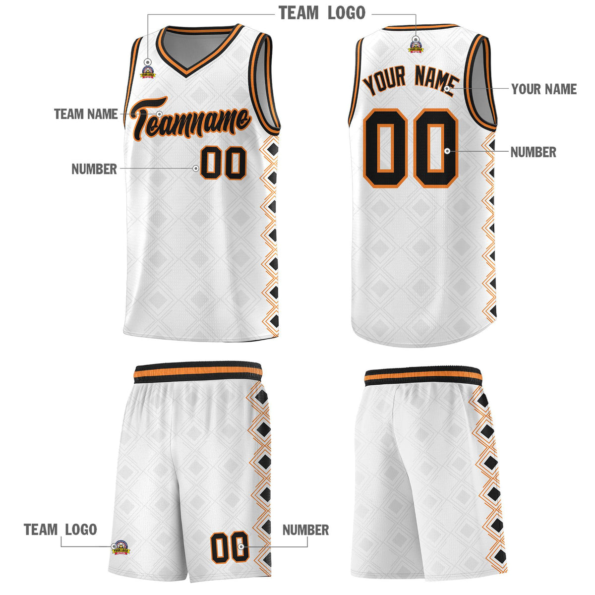 Custom White Side Blocks Sports Uniform Basketball Jersey|KXKSHOP