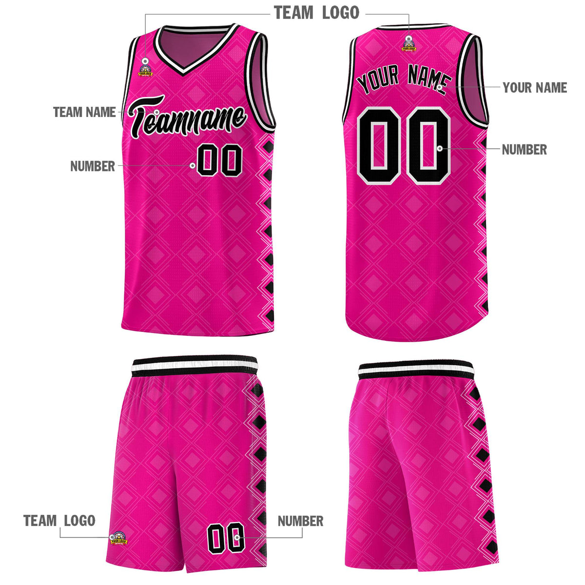 Custom Pink Side Blocks Sports Uniform Basketball Jersey|KXKSHOP