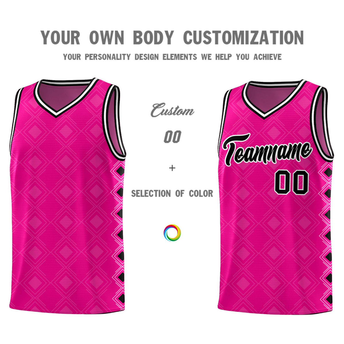 Custom Pink Side Blocks Sports Uniform Basketball Jersey|KXKSHOP