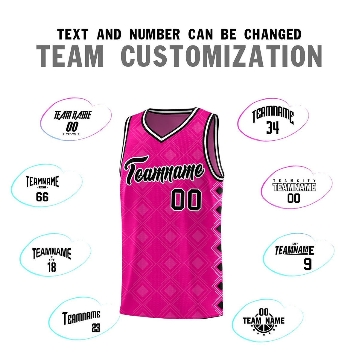 Custom Pink Side Blocks Sports Uniform Basketball Jersey|KXKSHOP