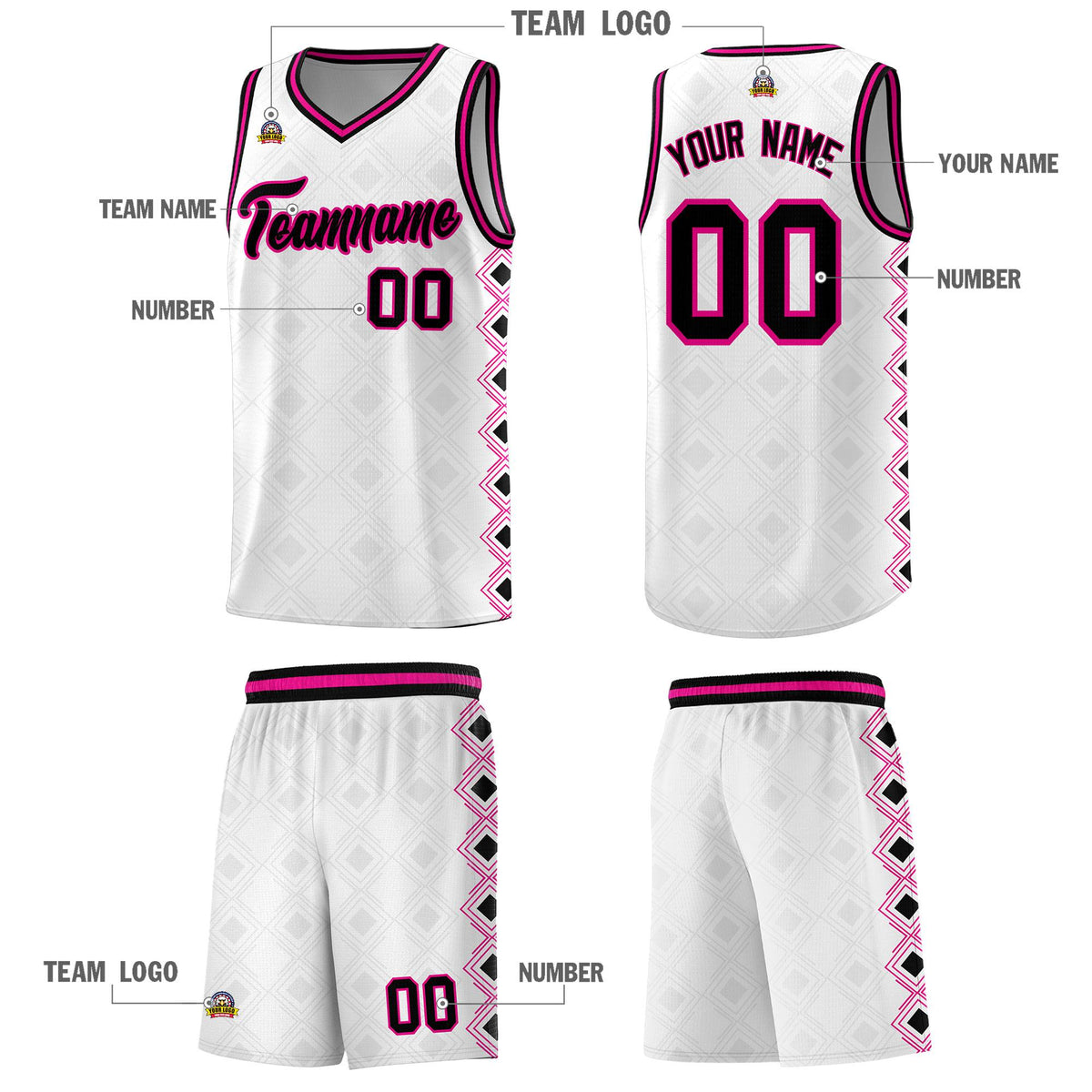 Custom White Side Blocks Sports Uniform Basketball Jersey|KXKSHOP