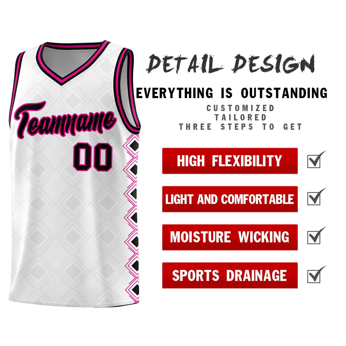 Custom White Side Blocks Sports Uniform Basketball Jersey|KXKSHOP