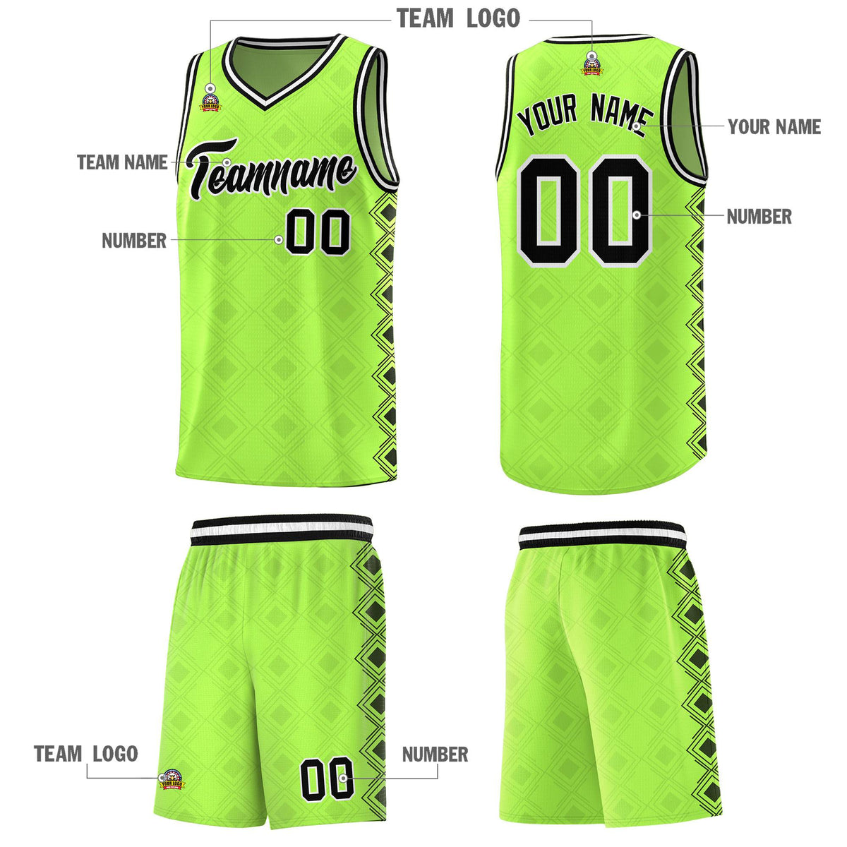 Custom Neon Green Side Blocks Sports Uniform Basketball Jersey|KXKSHOP
