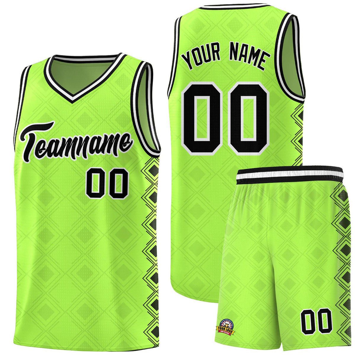 Custom Neon Green Side Blocks Sports Uniform Basketball Jersey|KXKSHOP