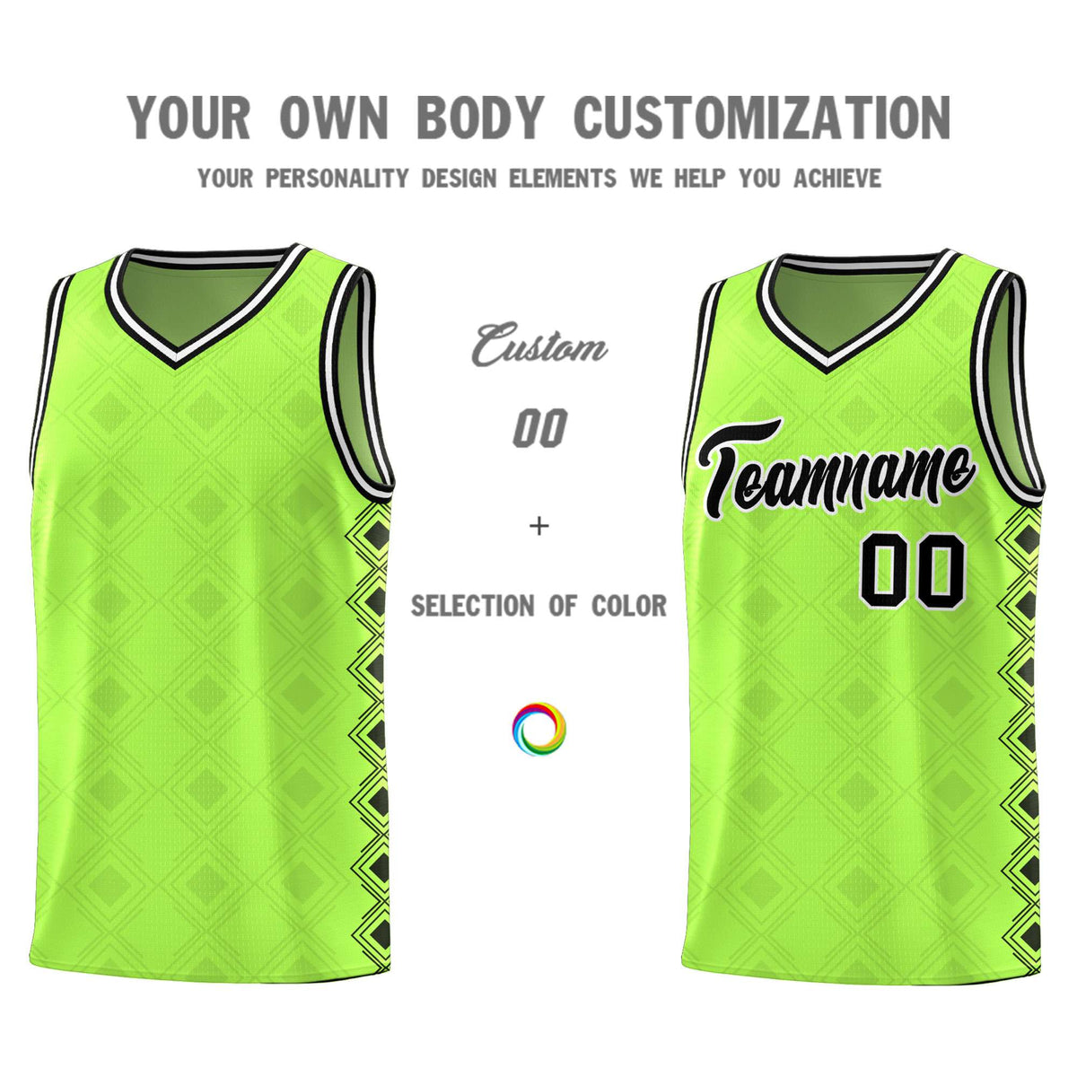 Custom Neon Green Side Blocks Sports Uniform Basketball Jersey|KXKSHOP