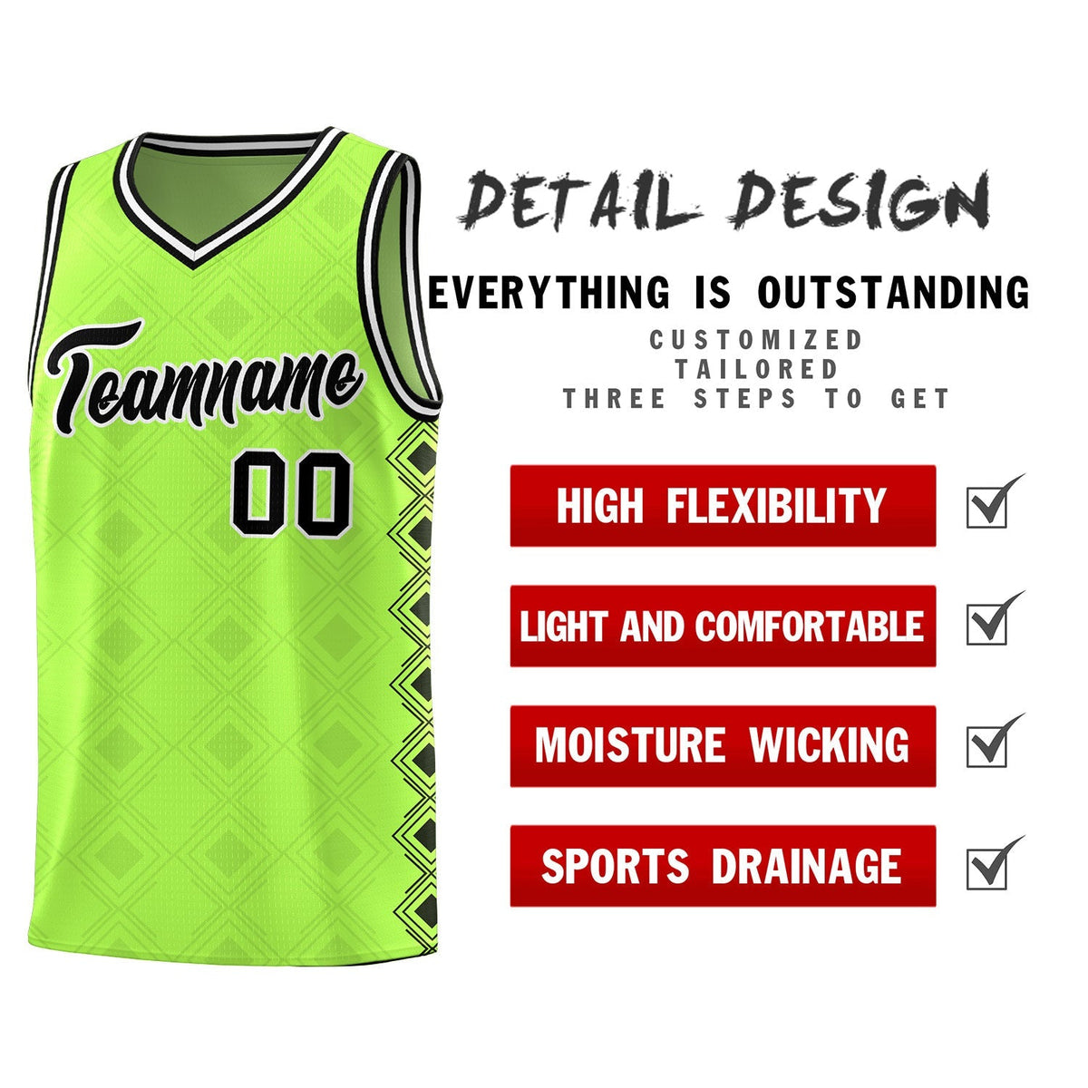 Custom Neon Green Side Blocks Sports Uniform Basketball Jersey|KXKSHOP
