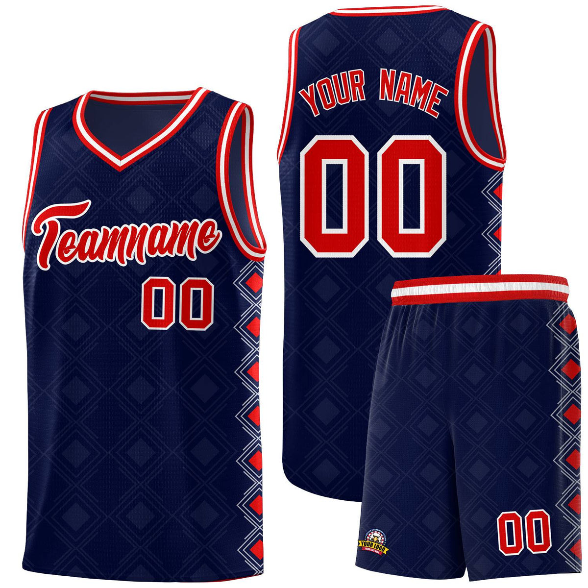 Custom Navy Side Blocks Sports Uniform Basketball Jersey|KXKSHOP