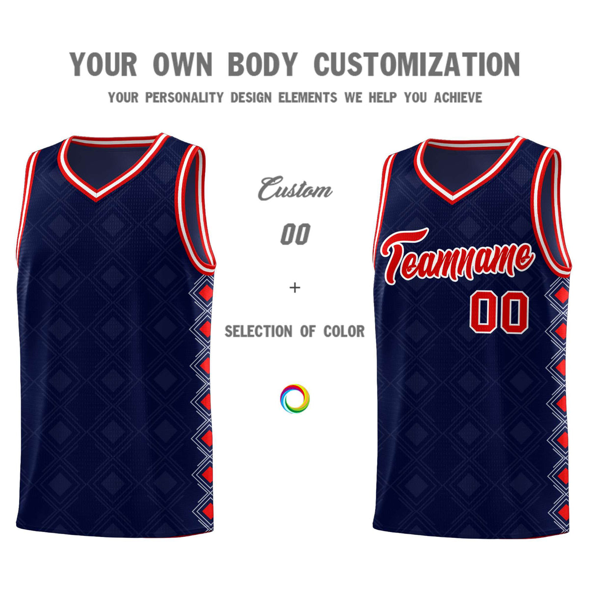 Custom Navy Side Blocks Sports Uniform Basketball Jersey|KXKSHOP