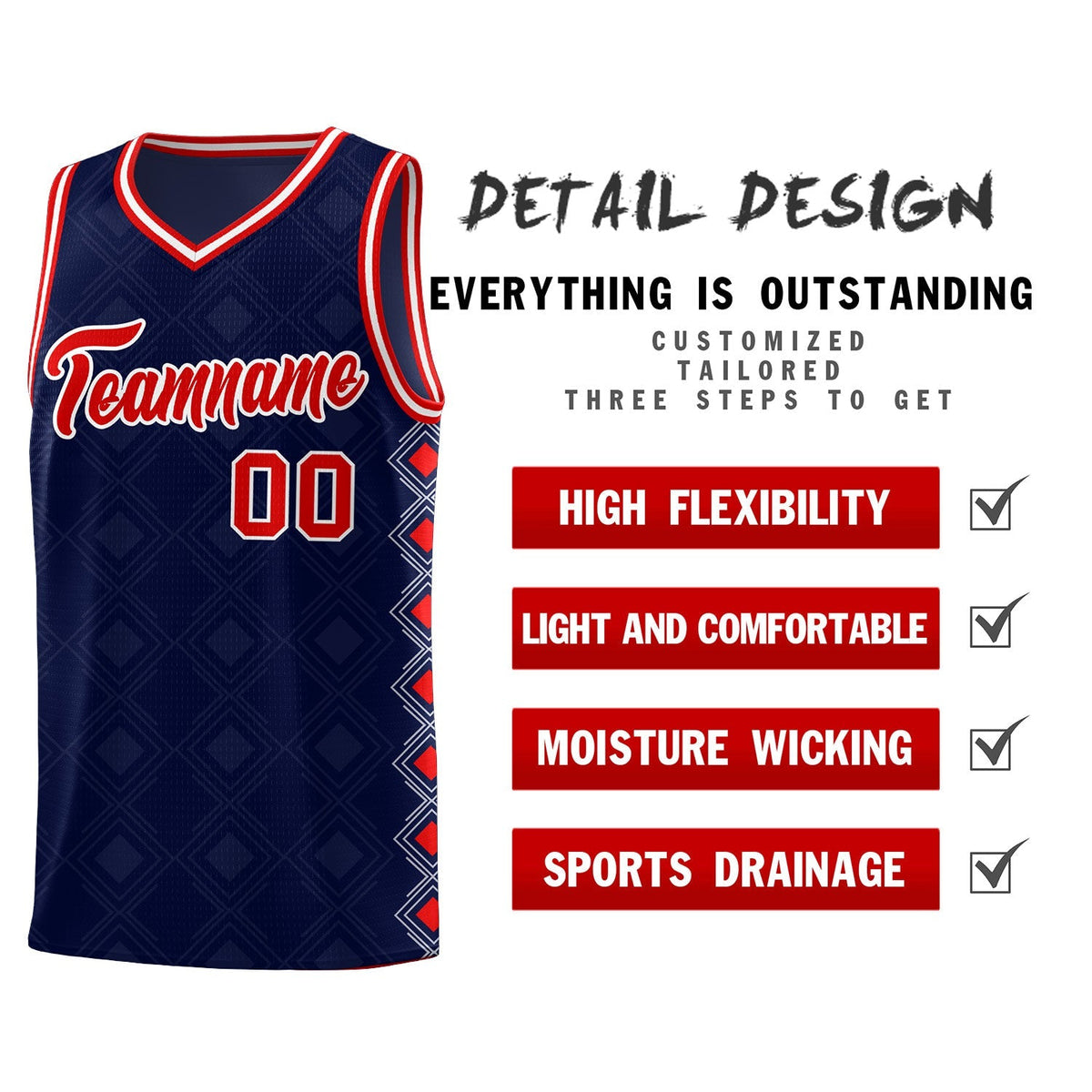 Custom Navy Side Blocks Sports Uniform Basketball Jersey|KXKSHOP