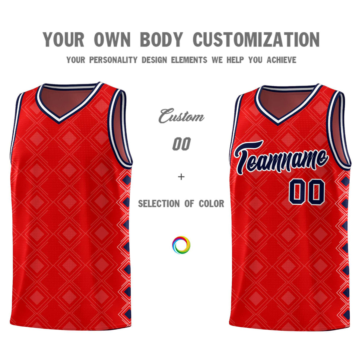 Custom Red Side Blocks Sports Uniform Basketball Jersey|KXKSHOP