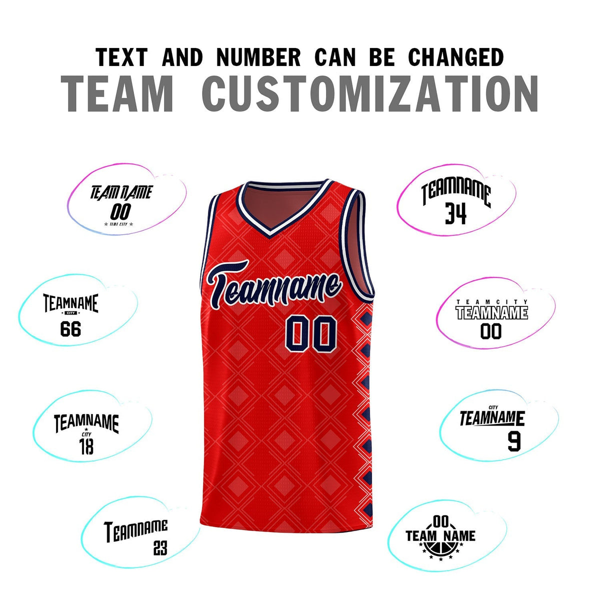 Custom Red Side Blocks Sports Uniform Basketball Jersey|KXKSHOP