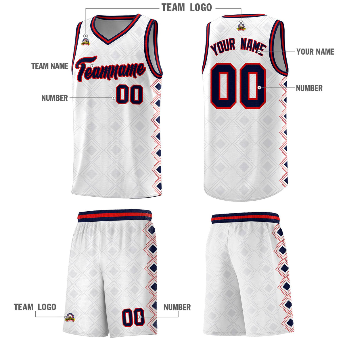 Custom White Side Blocks Sports Uniform Basketball Jersey|KXKSHOP