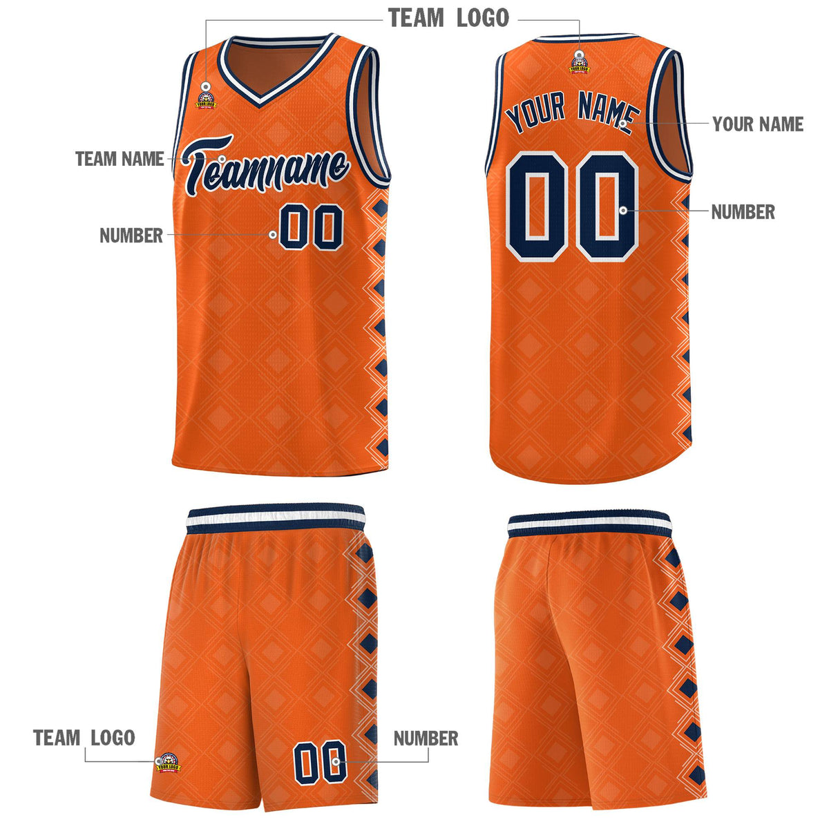 Custom Orange Side Blocks Sports Uniform Basketball Jersey|KXKSHOP