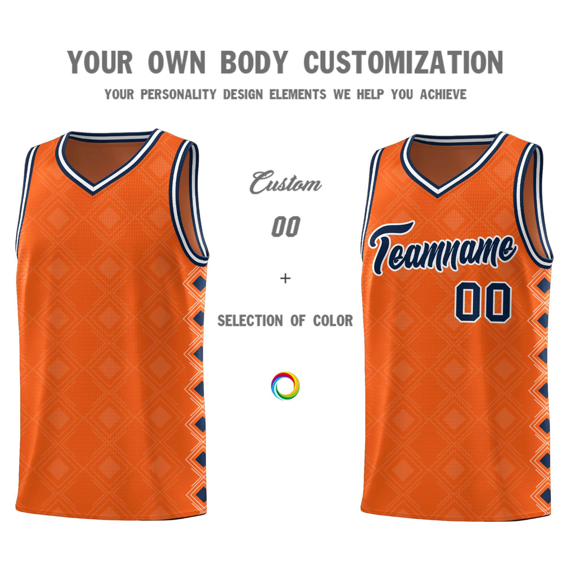 Custom Orange Side Blocks Sports Uniform Basketball Jersey|KXKSHOP