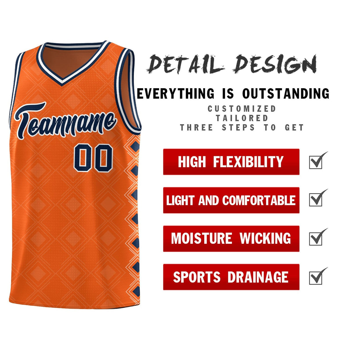 Custom Orange Side Blocks Sports Uniform Basketball Jersey|KXKSHOP