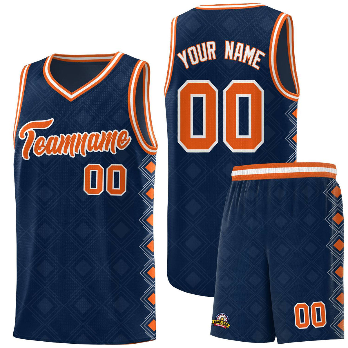Custom Navy Side Blocks Sports Uniform Basketball Jersey|KXKSHOP