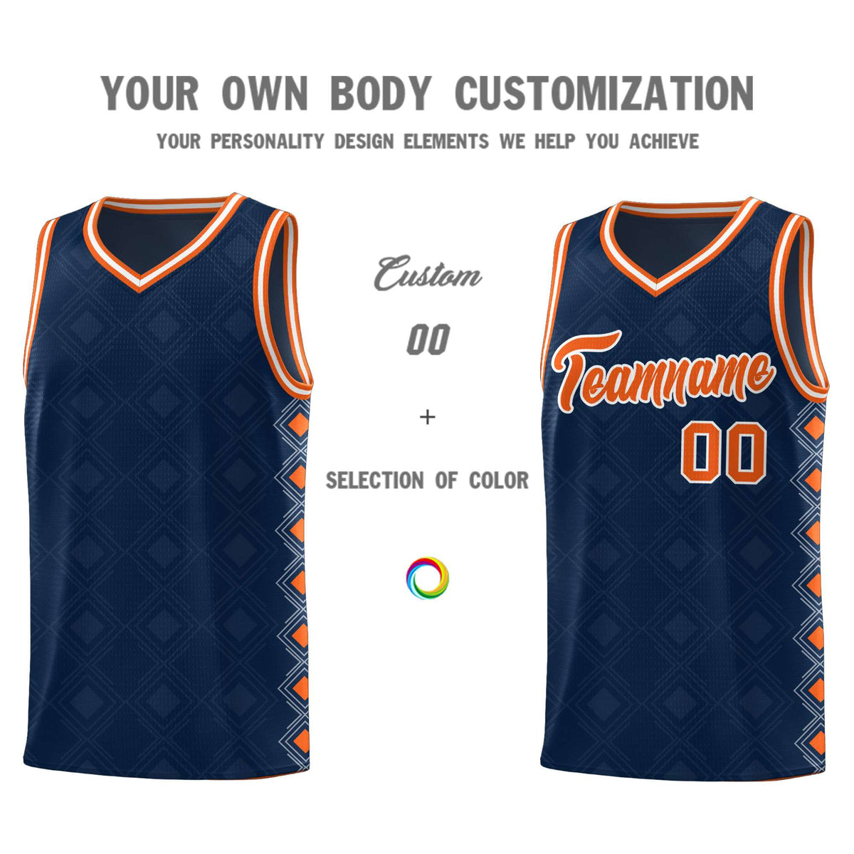 Custom Navy Side Blocks Sports Uniform Basketball Jersey|KXKSHOP