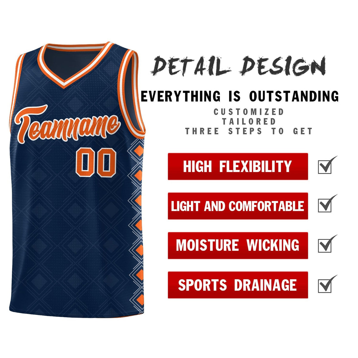 Custom Navy Side Blocks Sports Uniform Basketball Jersey|KXKSHOP