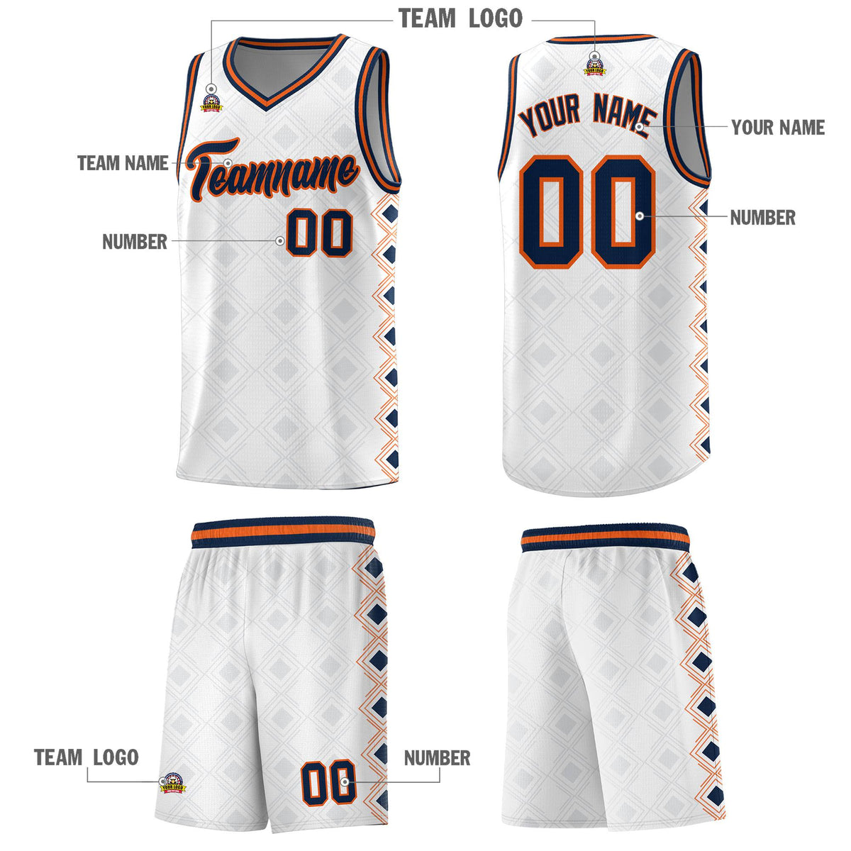 Custom White Side Blocks Sports Uniform Basketball Jersey|KXKSHOP