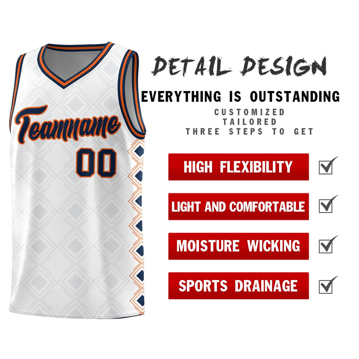 Custom White Side Blocks Sports Uniform Basketball Jersey|KXKSHOP