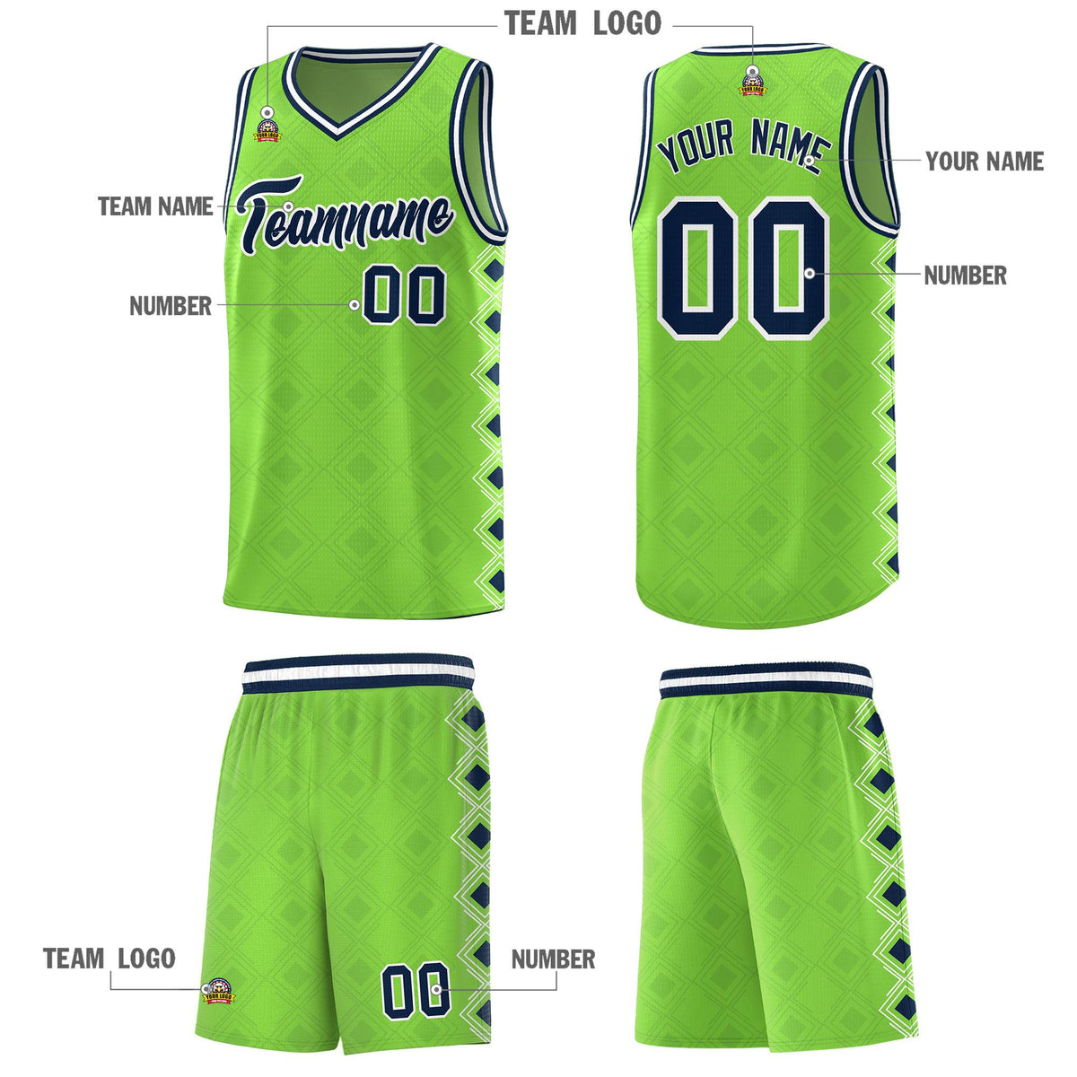 Custom Neon Green Side Blocks Sports Uniform Basketball Jersey|KXKSHOP
