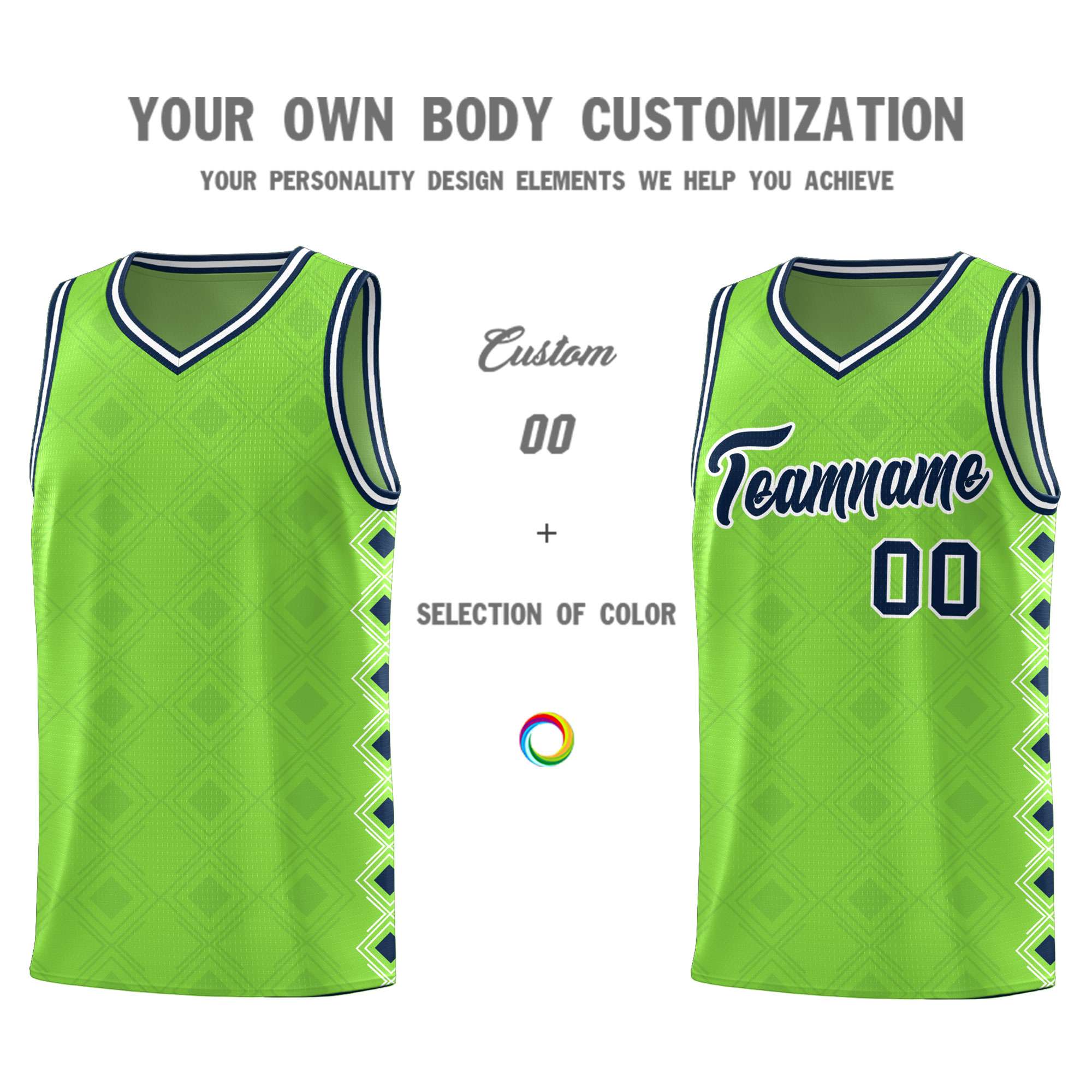Custom Neon Green Side Blocks Sports Uniform Basketball Jersey|KXKSHOP