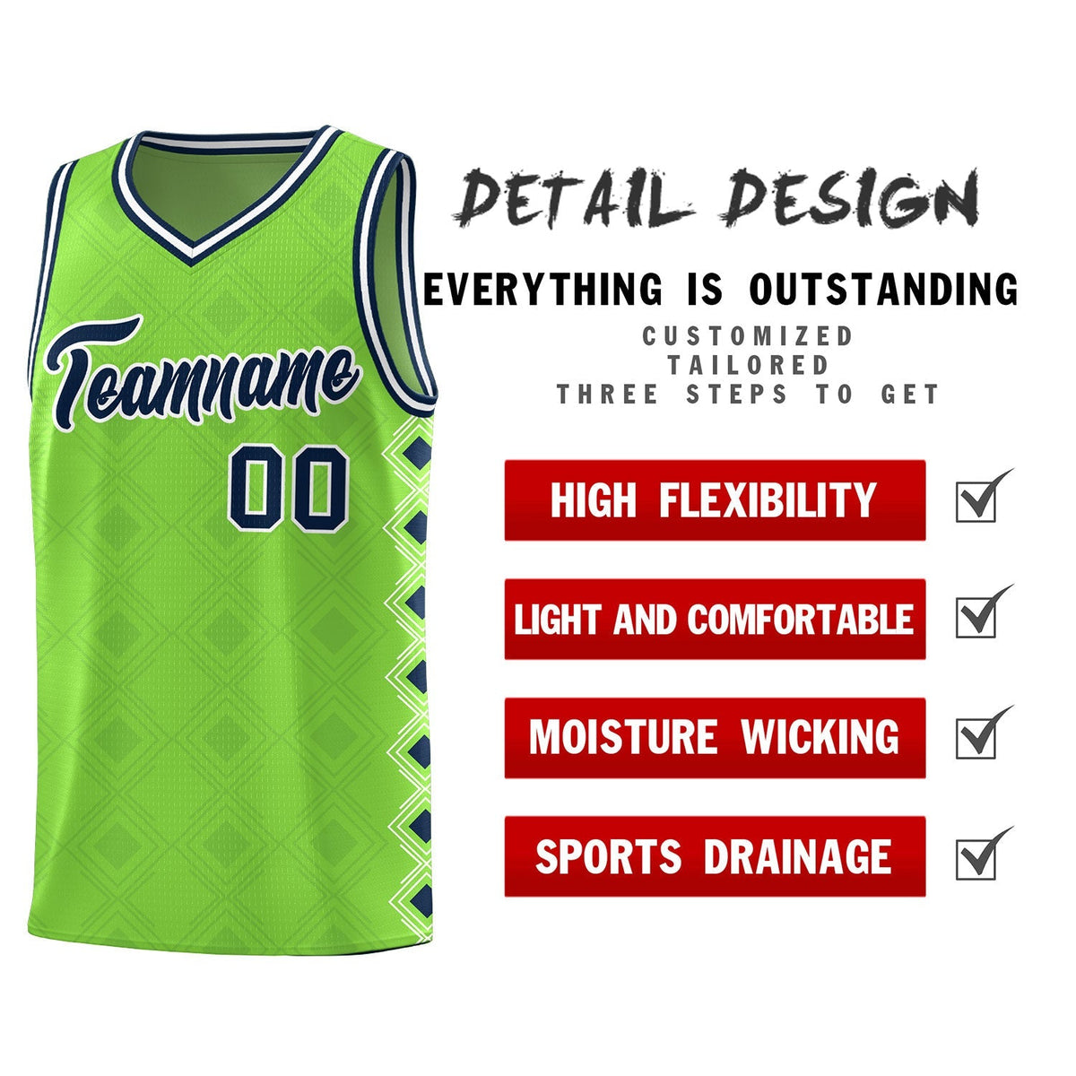 Custom Neon Green Side Blocks Sports Uniform Basketball Jersey|KXKSHOP