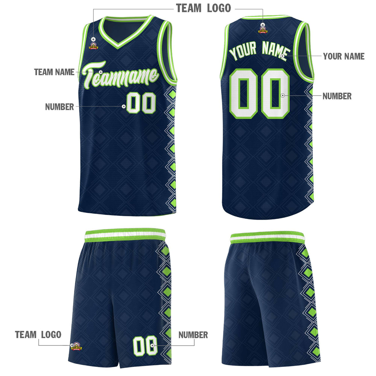 Custom Navy Side Blocks Sports Uniform Basketball Jersey|KXKSHOP