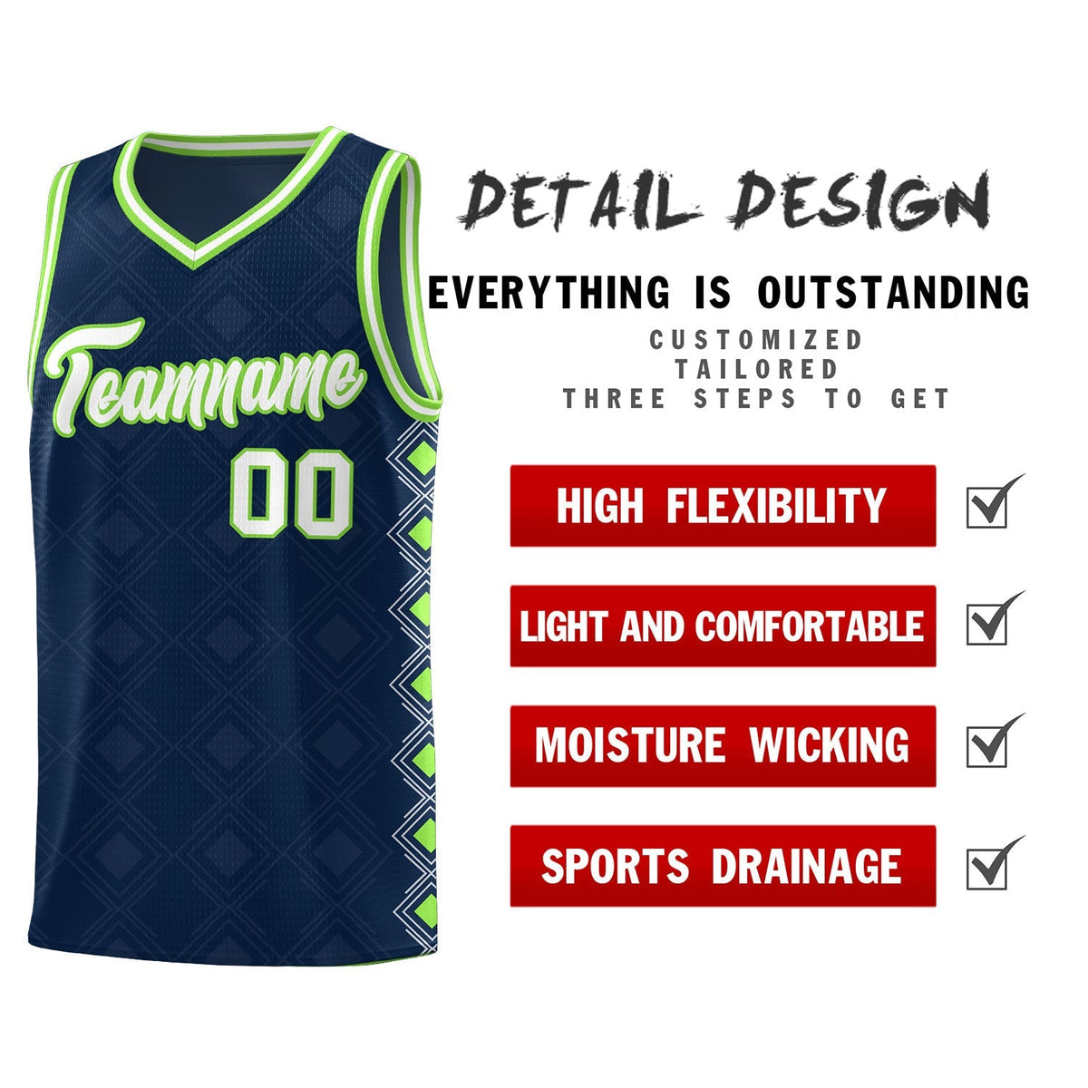Custom Navy Side Blocks Sports Uniform Basketball Jersey|KXKSHOP