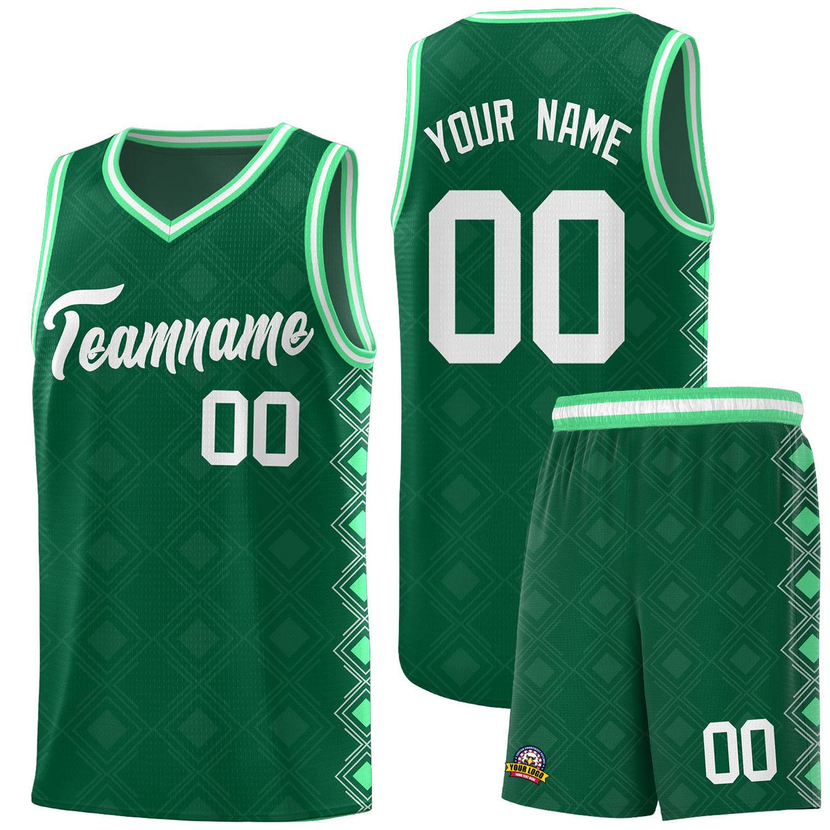 Custom Kelly Green Side Blocks Sports Uniform Basketball Jersey|KXKSHOP