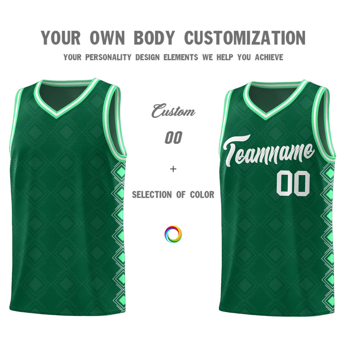 Custom Kelly Green Side Blocks Sports Uniform Basketball Jersey|KXKSHOP