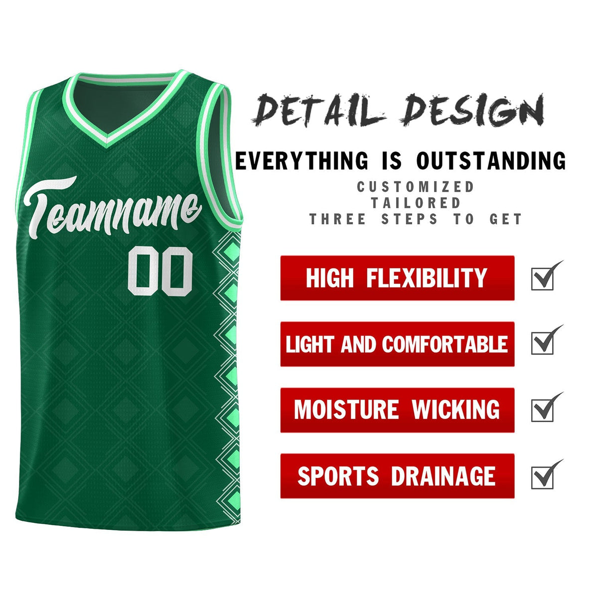 Custom Kelly Green Side Blocks Sports Uniform Basketball Jersey|KXKSHOP