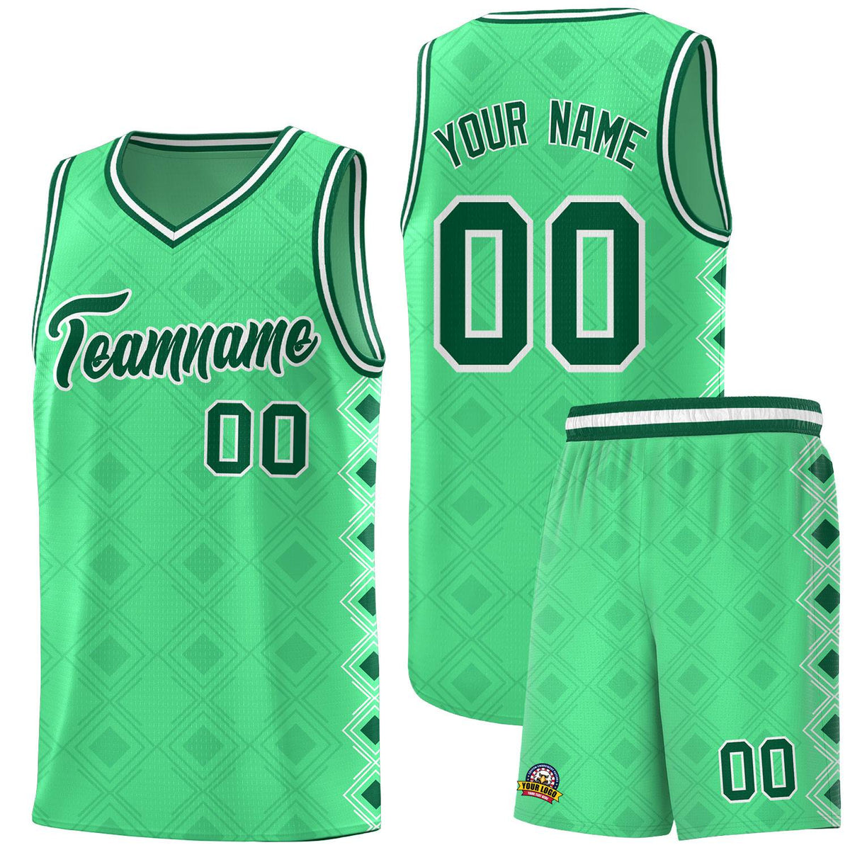 Custom Bright Green Side Blocks Sports Uniform Basketball Jersey|KXKSHOP