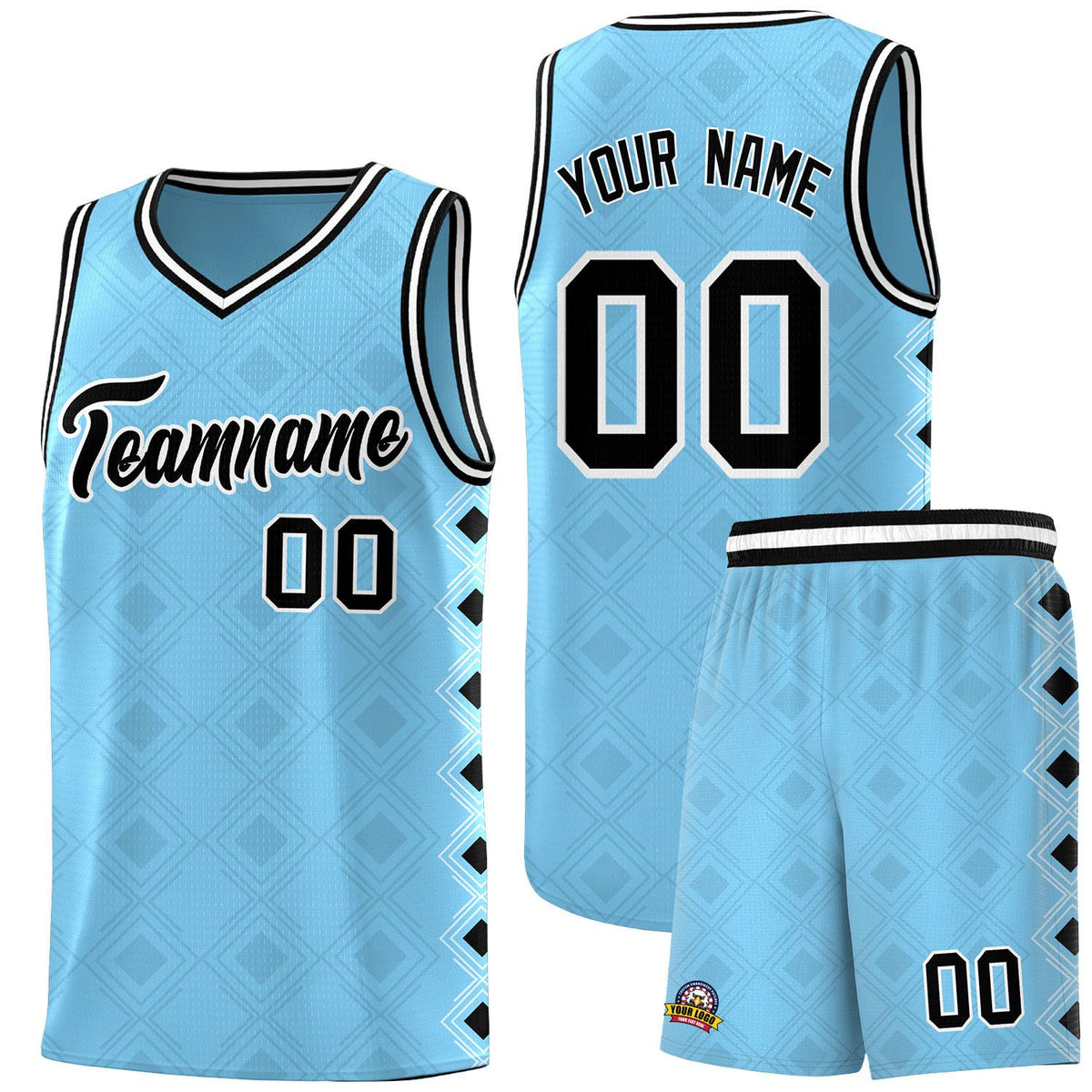 Custom Light Blue Side Blocks Sports Uniform Basketball Jersey|KXKSHOP