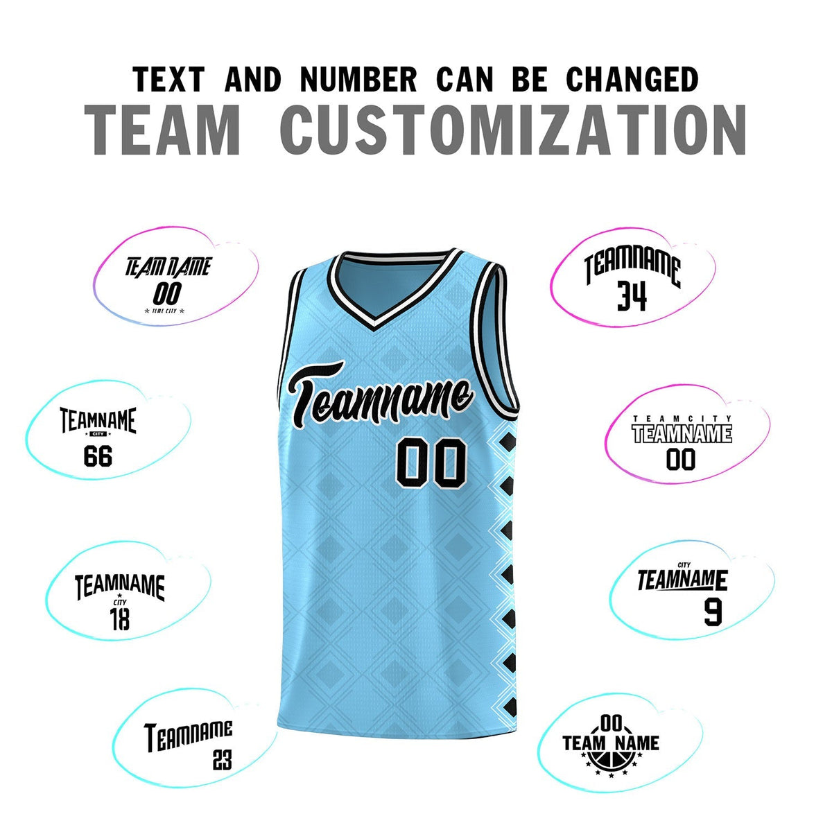 Custom Light Blue Side Blocks Sports Uniform Basketball Jersey|KXKSHOP