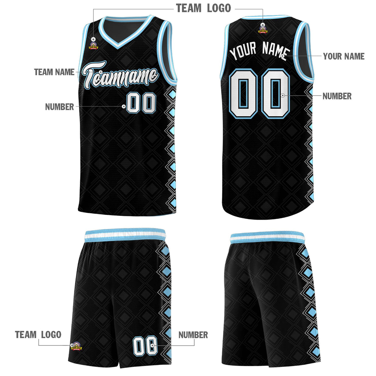 Custom Black Side Blocks Sports Uniform Basketball Jersey|KXKSHOP