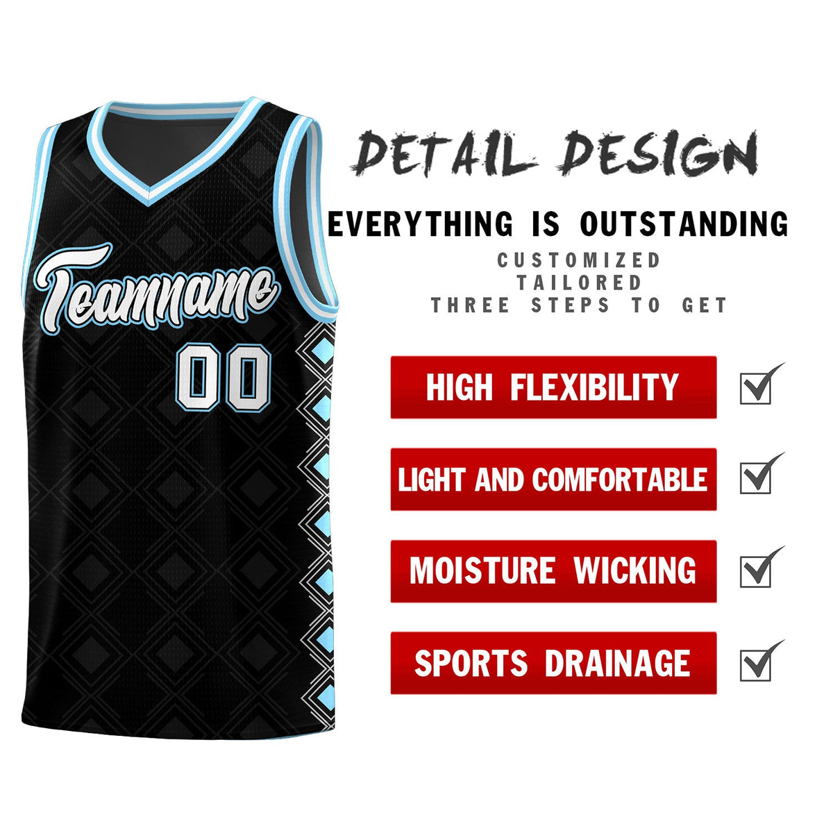 Custom Black Side Blocks Sports Uniform Basketball Jersey|KXKSHOP