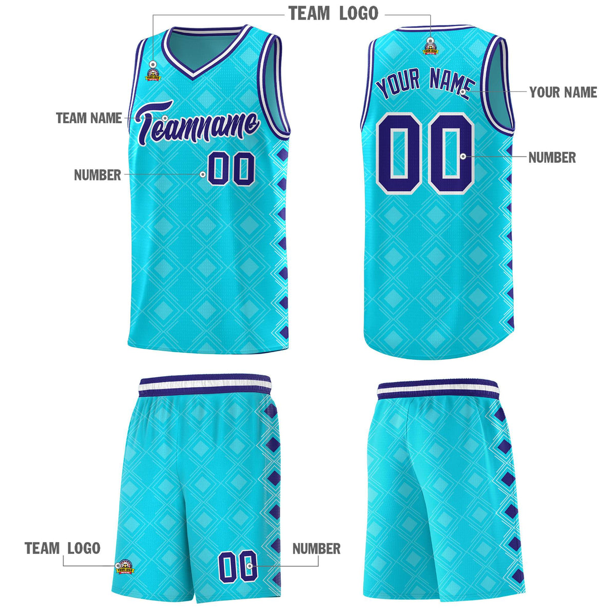 Custom Sky Blue Side Blocks Sports Uniform Basketball Jersey|KXKSHOP