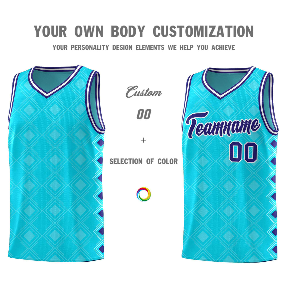 Custom Sky Blue Side Blocks Sports Uniform Basketball Jersey|KXKSHOP