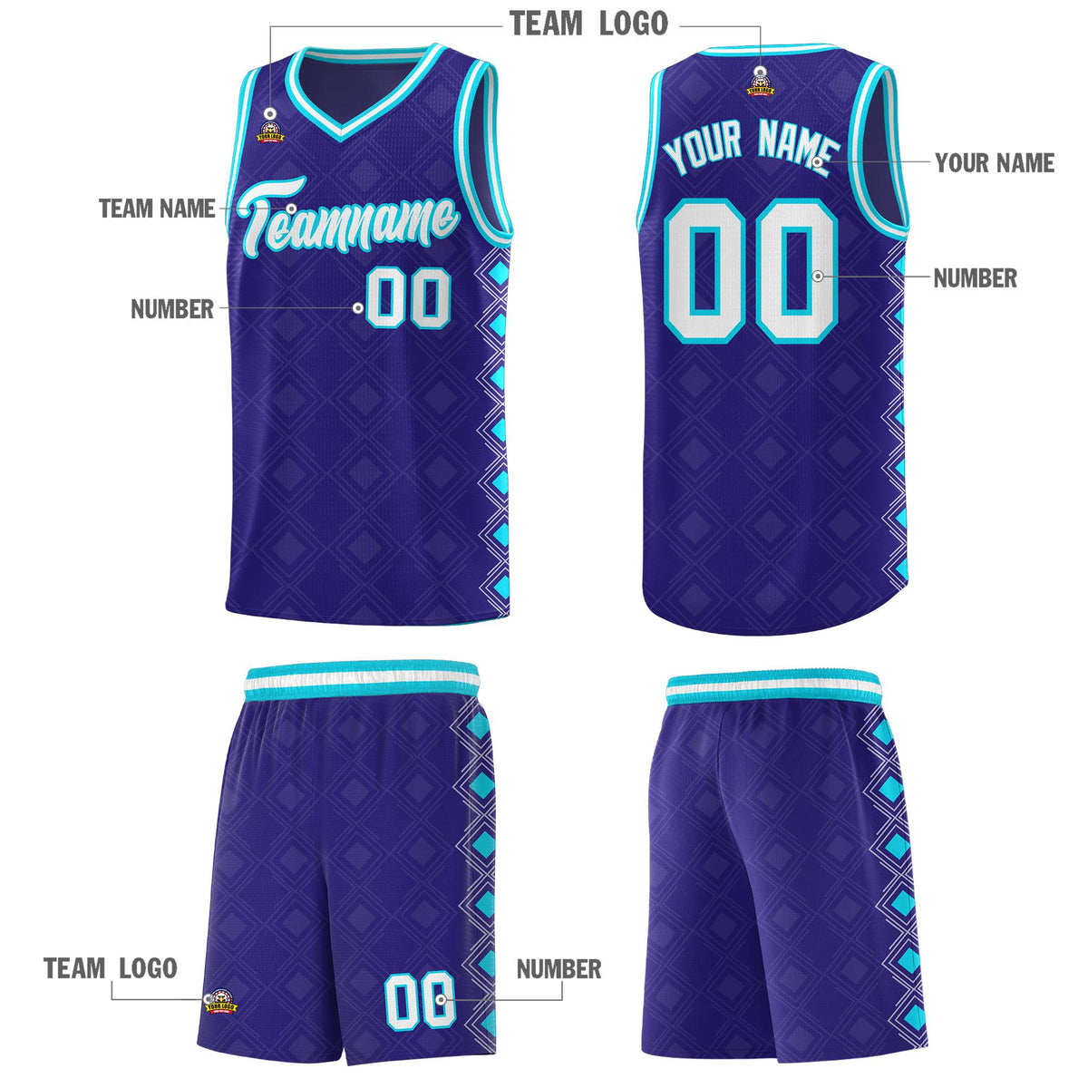 Custom Royal Side Blocks Sports Uniform Basketball Jersey|KXKSHOP