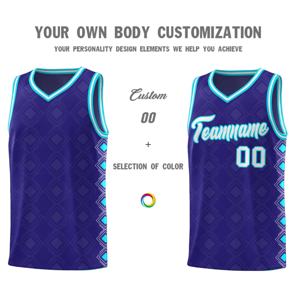 Custom Royal Side Blocks Sports Uniform Basketball Jersey|KXKSHOP