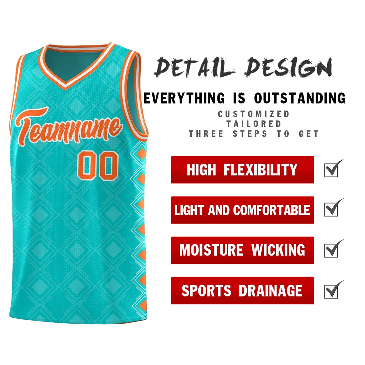 Custom Aqua Side Blocks Sports Uniform Basketball Jersey|KXKSHOP