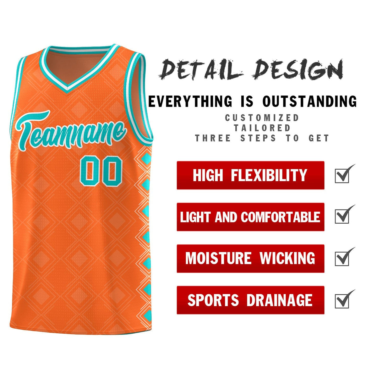 Custom Orange Side Blocks Sports Uniform Basketball Jersey|KXKSHOP