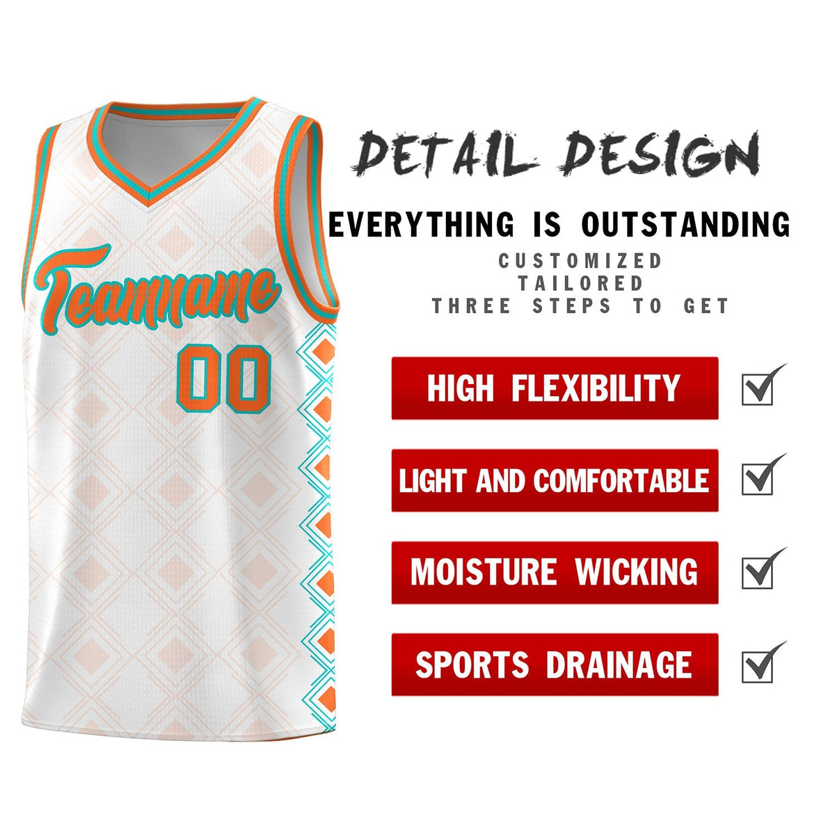 Custom White Side Blocks Sports Uniform Basketball Jersey|KXKSHOP